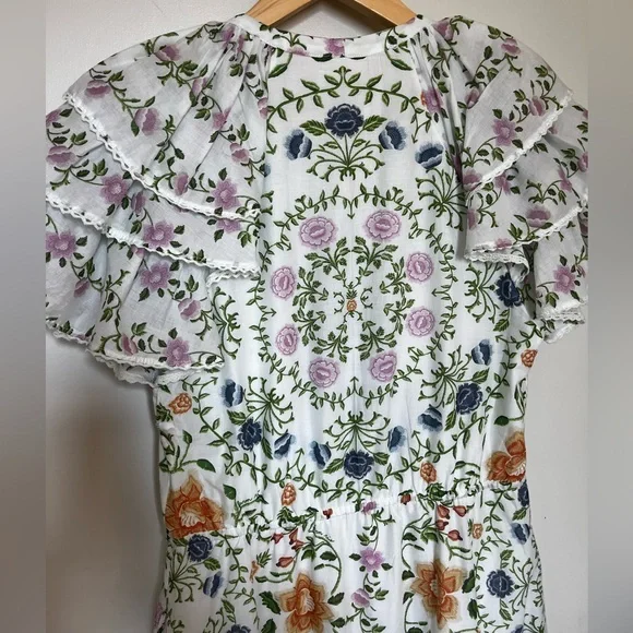 Farm Rio Folk Floral Lace Midi Dress White Sz extra small - Picture 10 of 16
